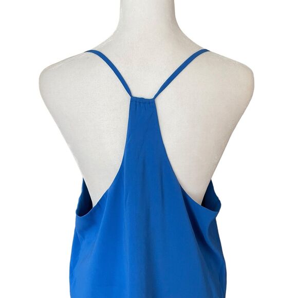Alice & Olivia Medium Shift Dress Bright Blue Vneck Racerback Silk Blend - Picture 12 of 13